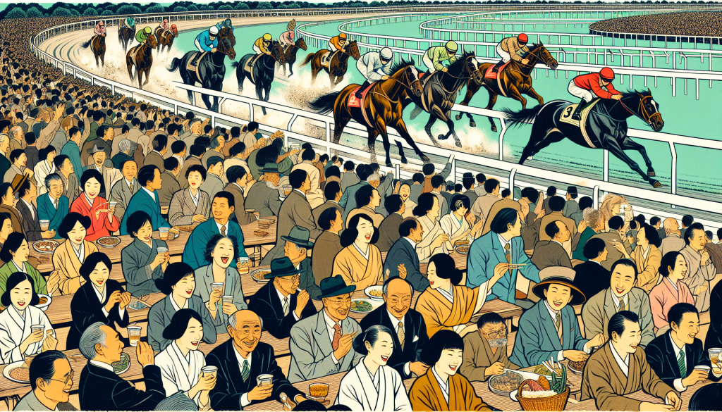 A crowd enjoying a day at the horse racetrack