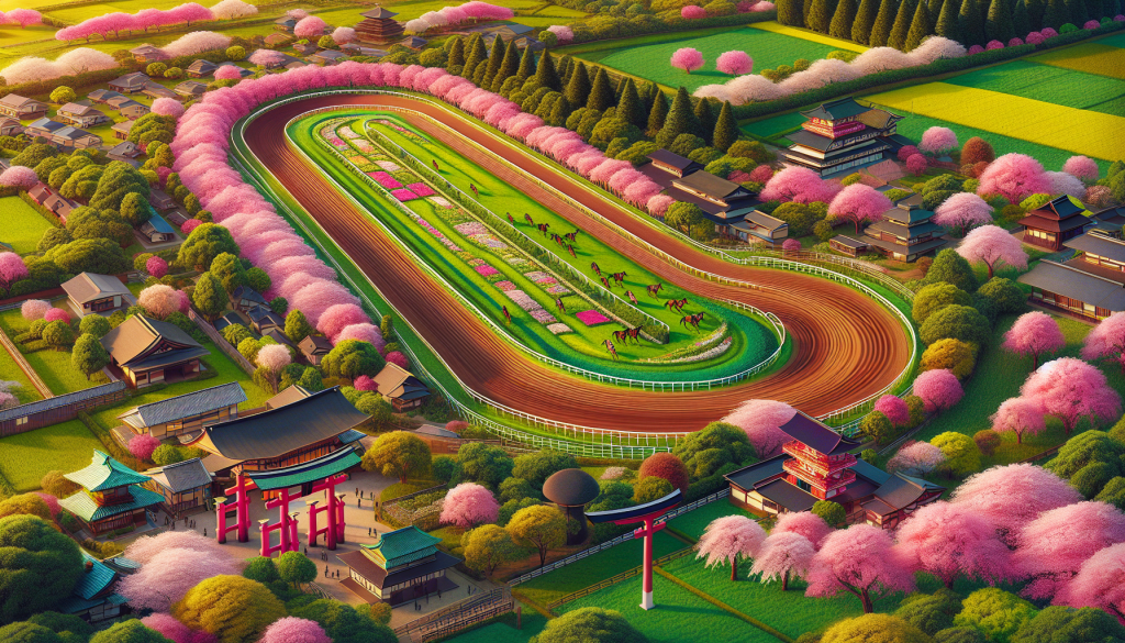 An aerial view of a horse racing track