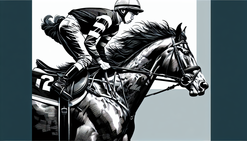 Close-up of a jockey riding a thoroughbred horse