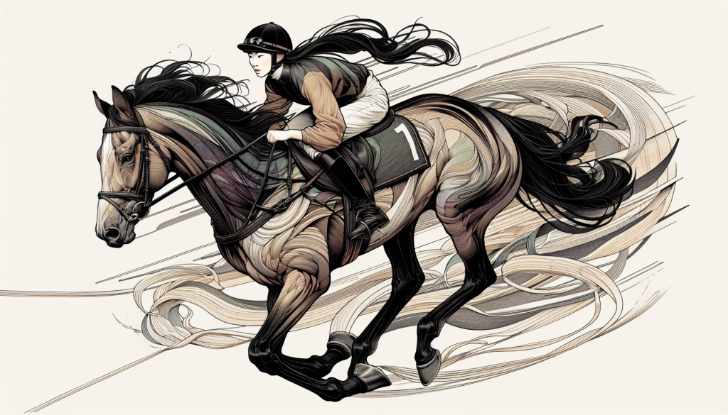 A jockey guiding a horse